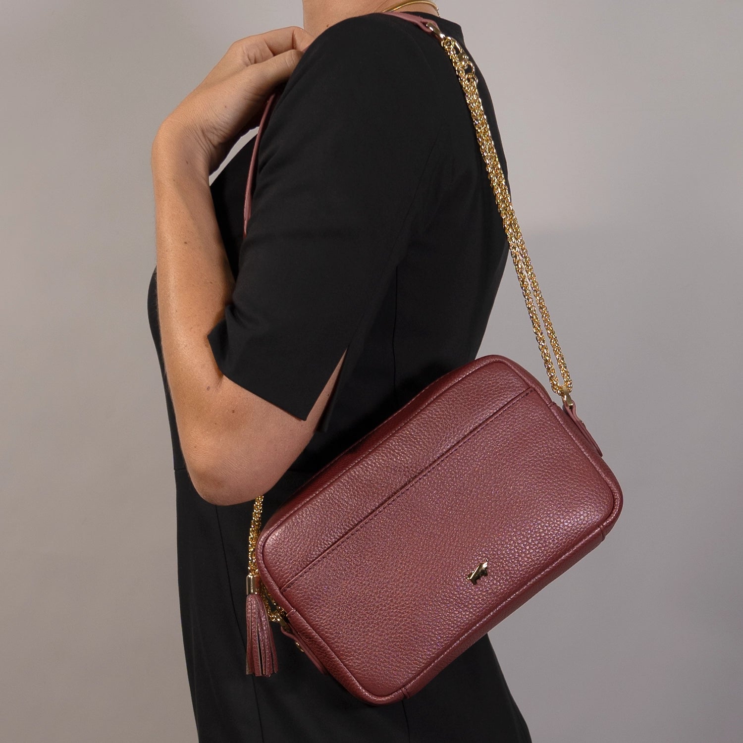 Keyfeature ALESSIA Camera Bag with Chain brown rose