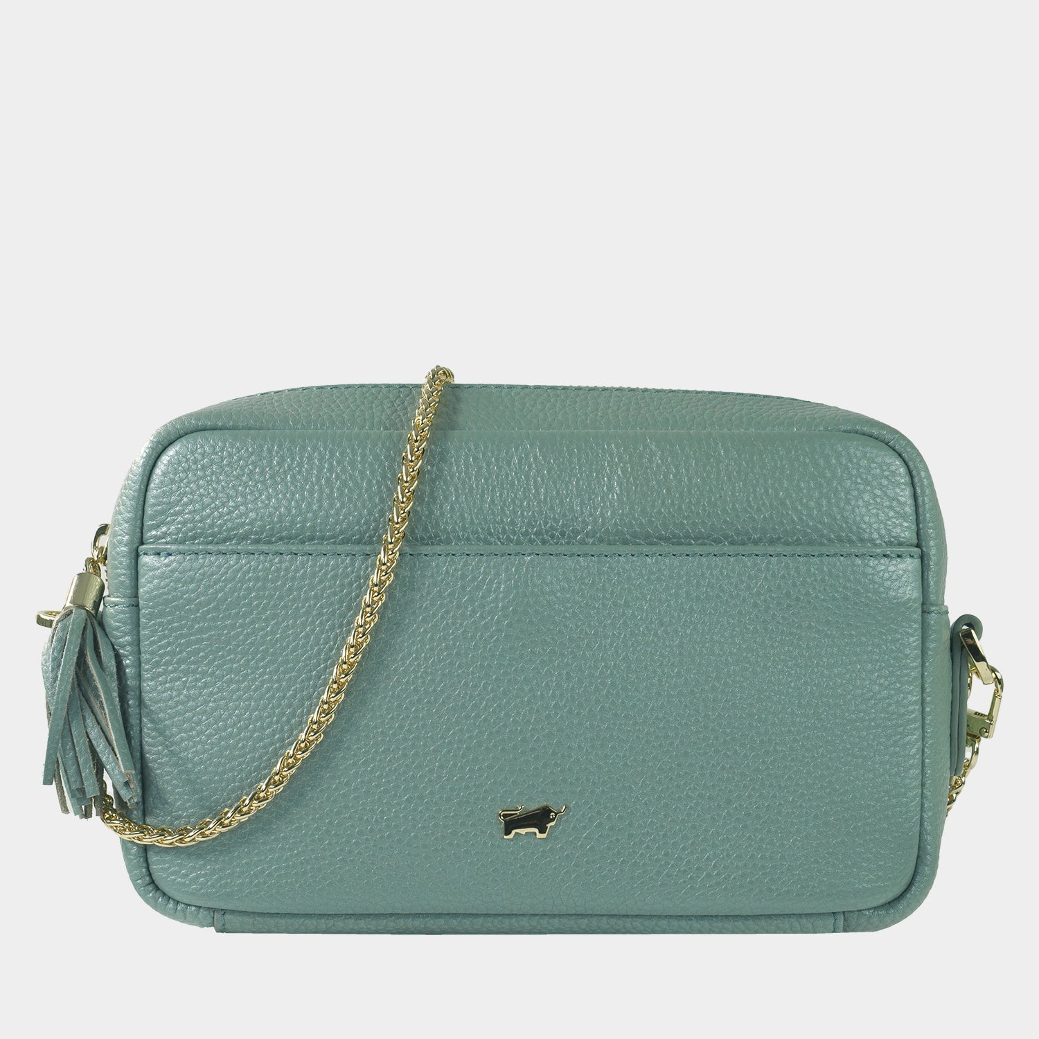 Frontansicht ALESSIA Camera Bag with Chain pale green