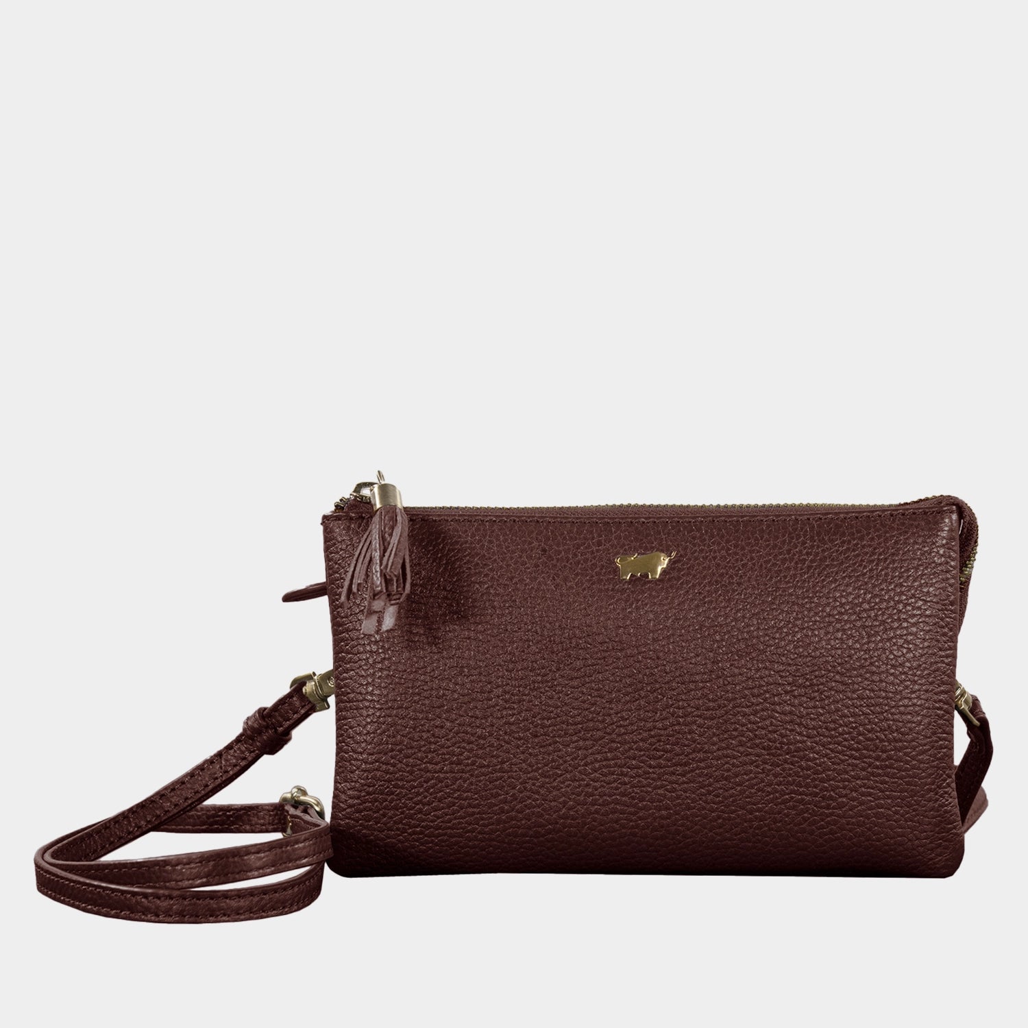 Frontansicht HANNA Umhängetasche dark brown