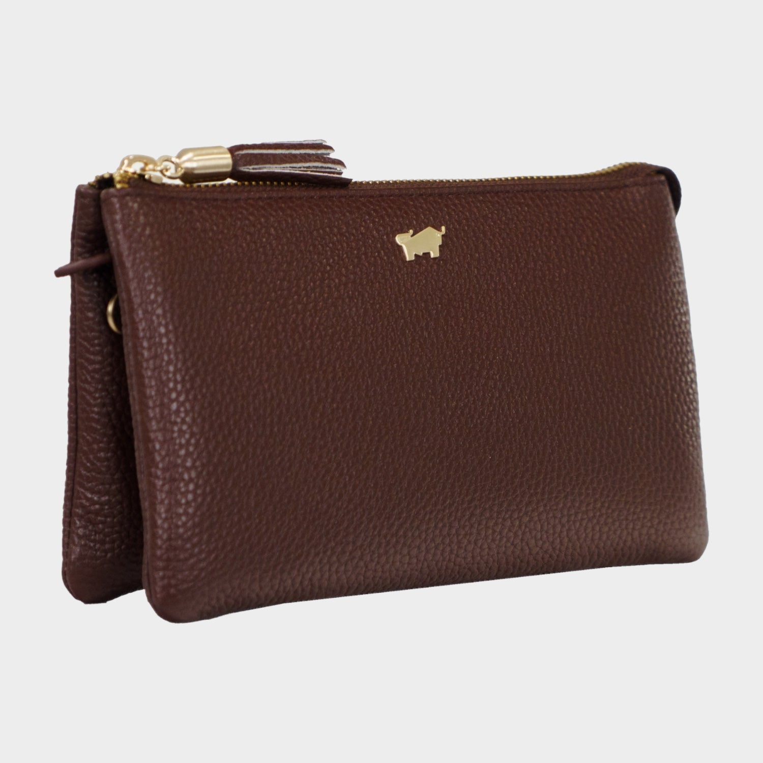 Schrägansicht HANNA Umhängetasche dark brown
