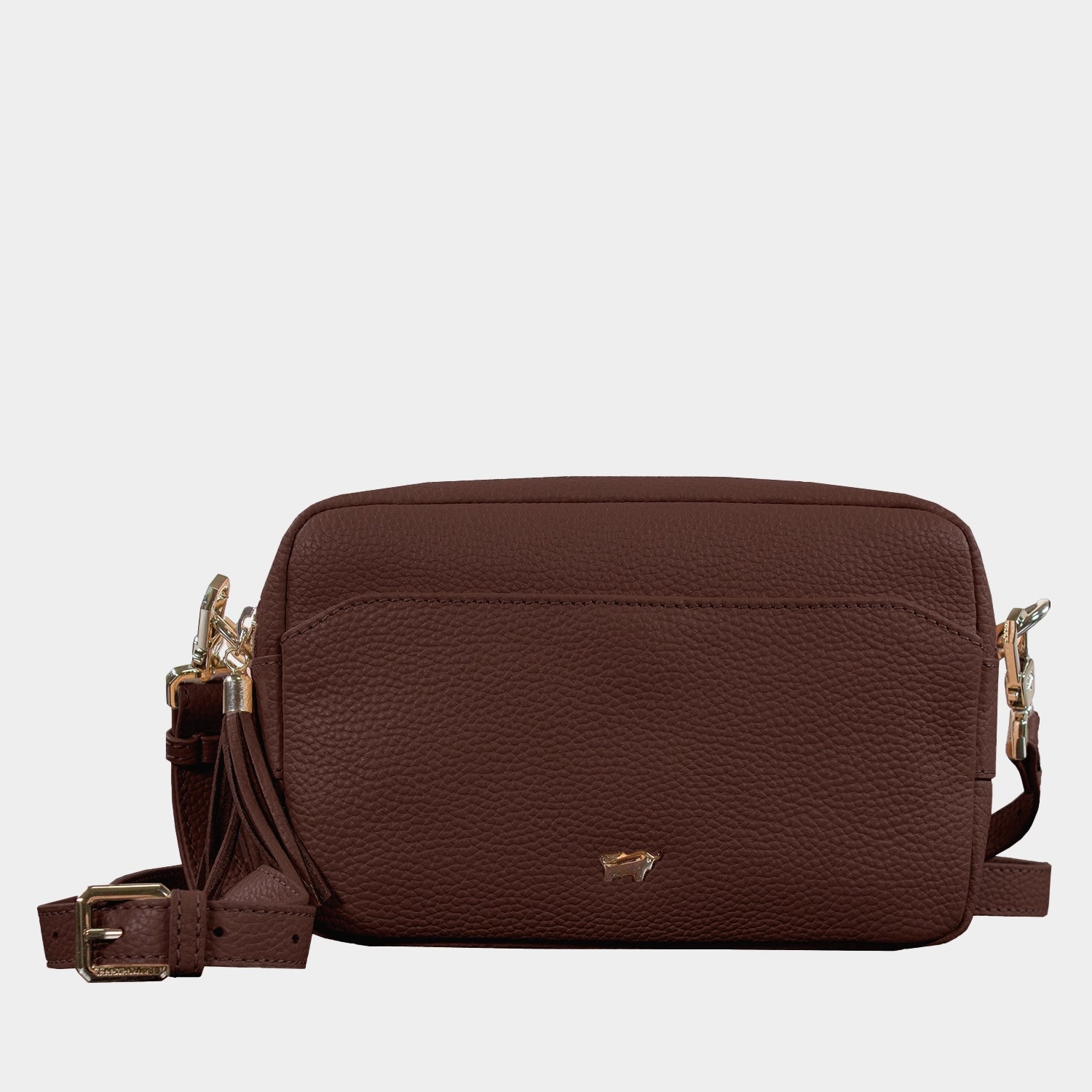 Frontansicht HANNA Umhängetasche Box dark brown