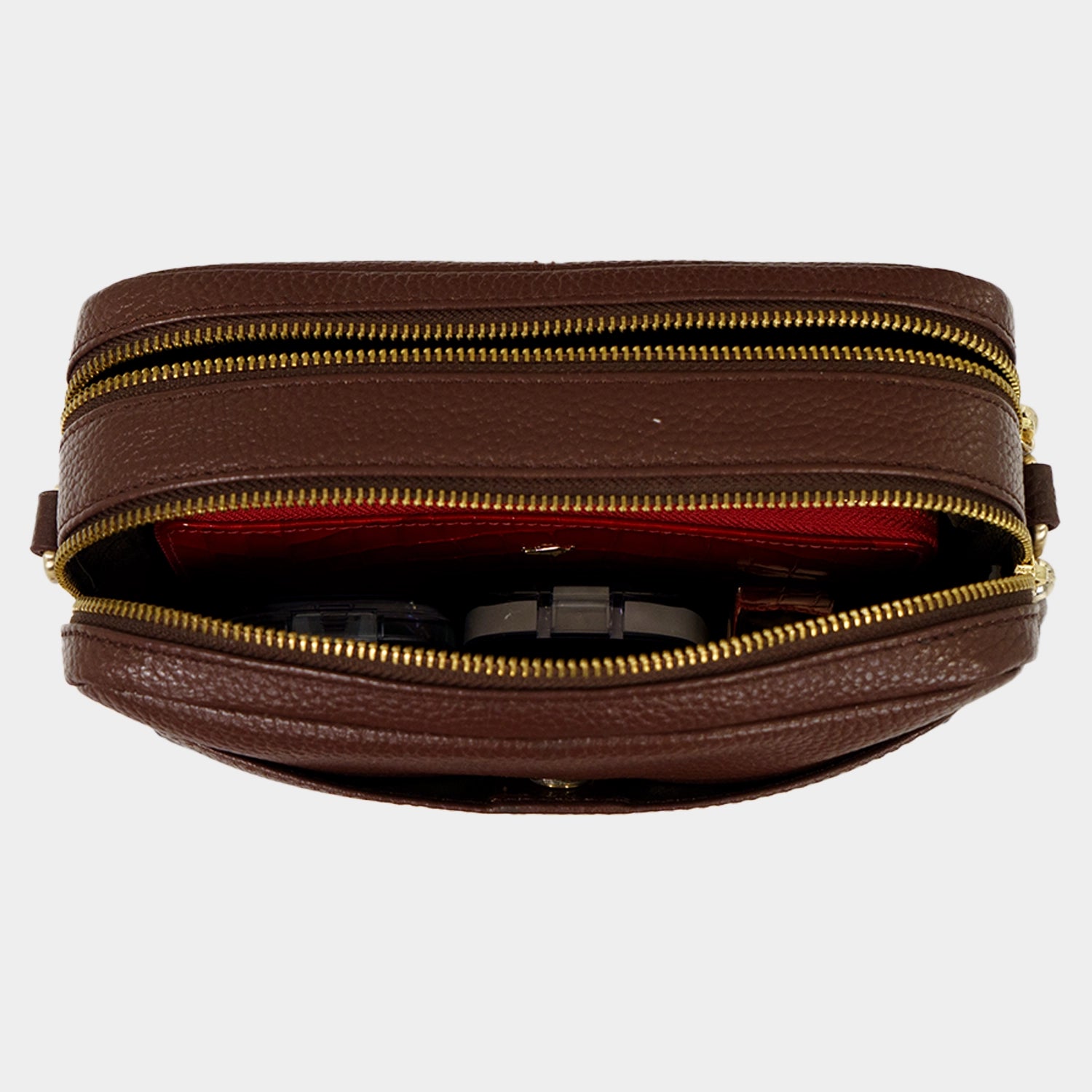 Innenansicht HANNA Umhängetasche Box dark brown