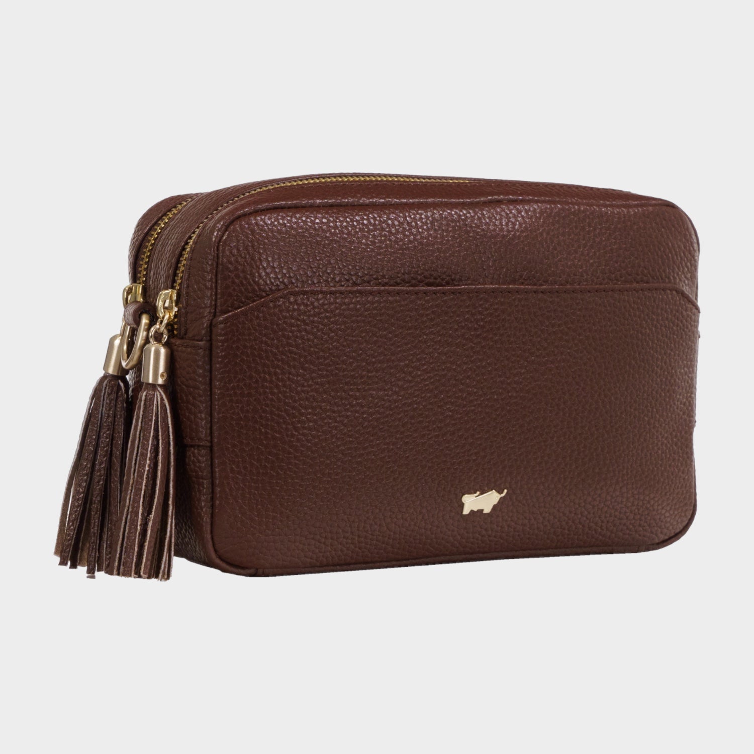 Schrägansicht HANNA Umhängetasche Box dark brown
