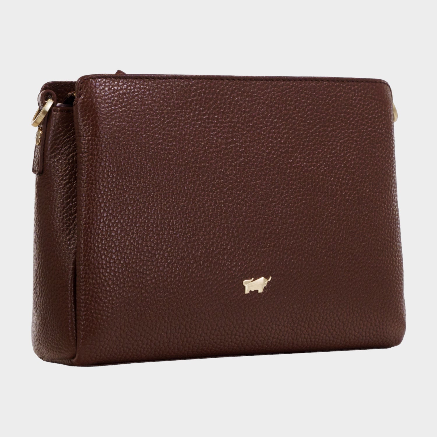 Schrägansicht HANNA Umhängetasche RV dark brown