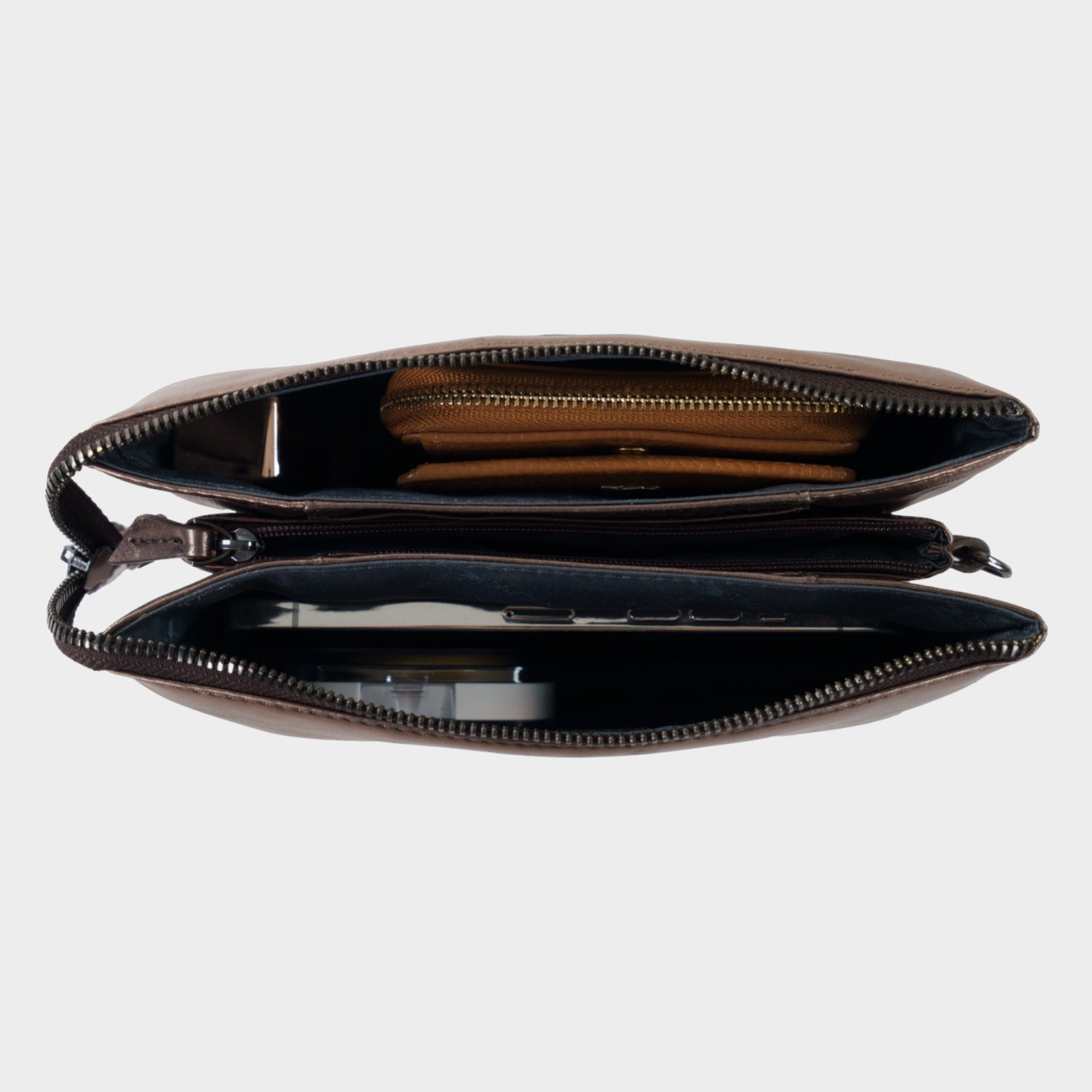 Innenansicht RUBY Umhängetasche bronze