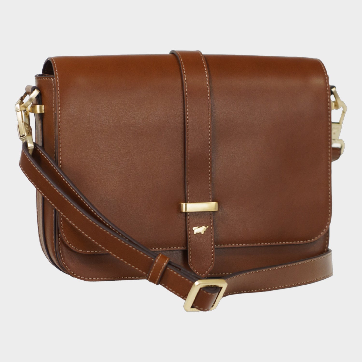 Schrägansicht ALICE Umhängetasche cognac