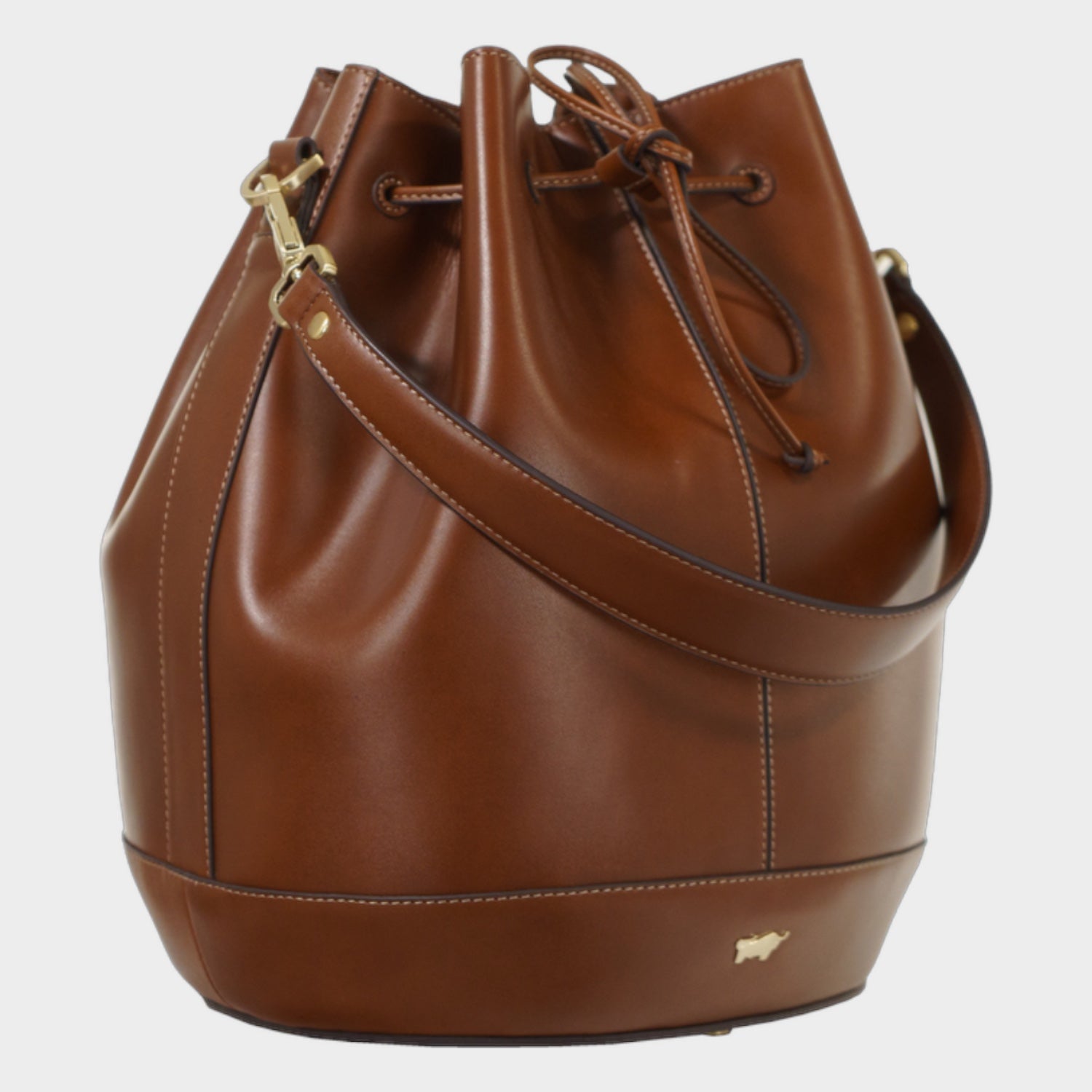 Schrägansicht ALICE Bucket Bag cognac