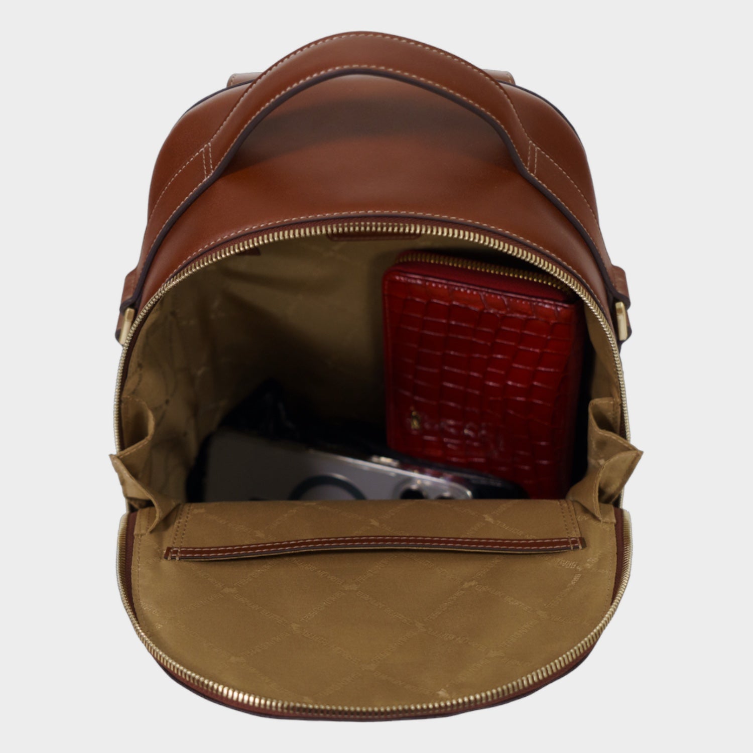 Innenansicht ALICE Rucksack cognac