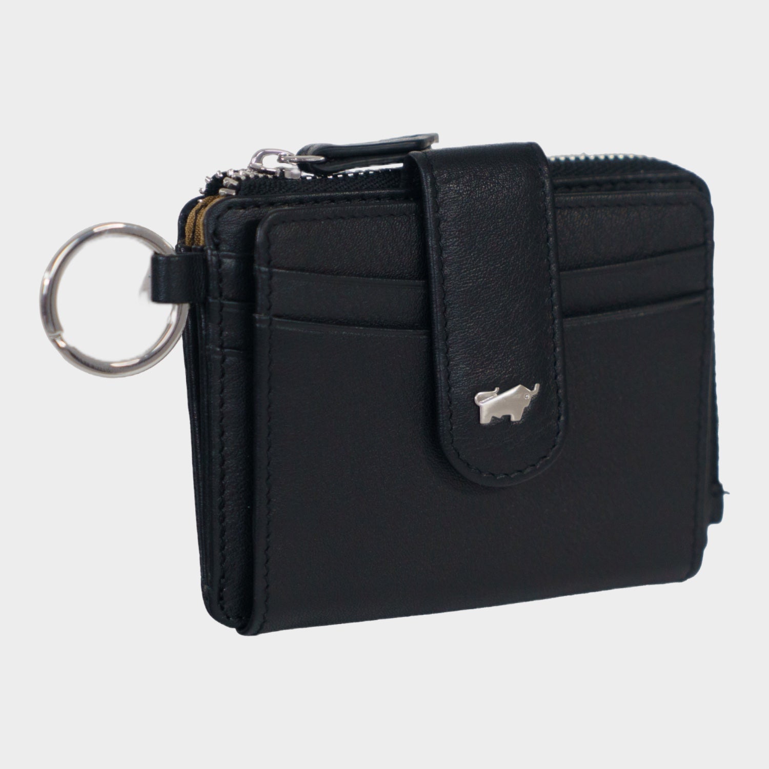 Schrägansicht JOY RFID Kartenbörse mit Schlüsselring 8CS black