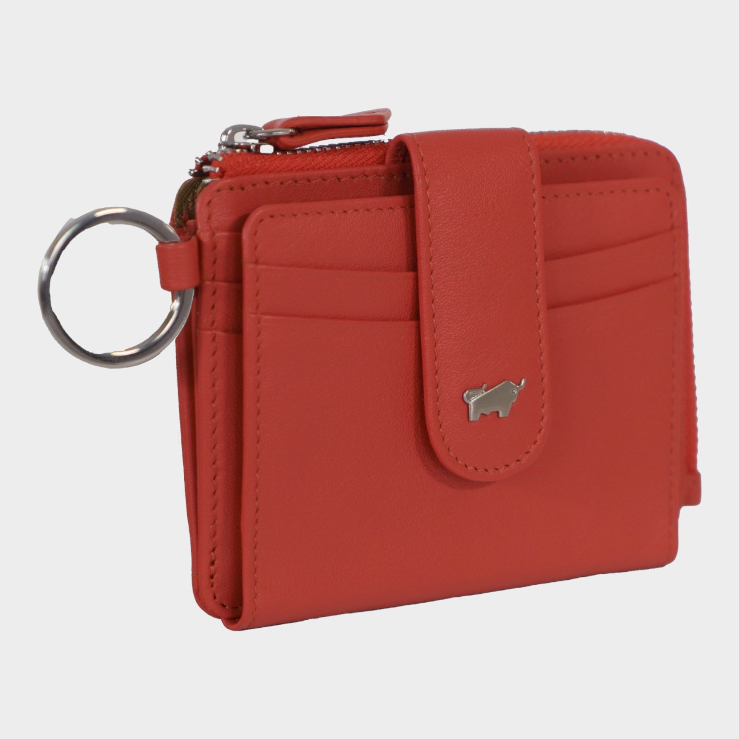 Schrägansicht JOY RFID Kartenbörse mit Schlüsselring 8CS coral