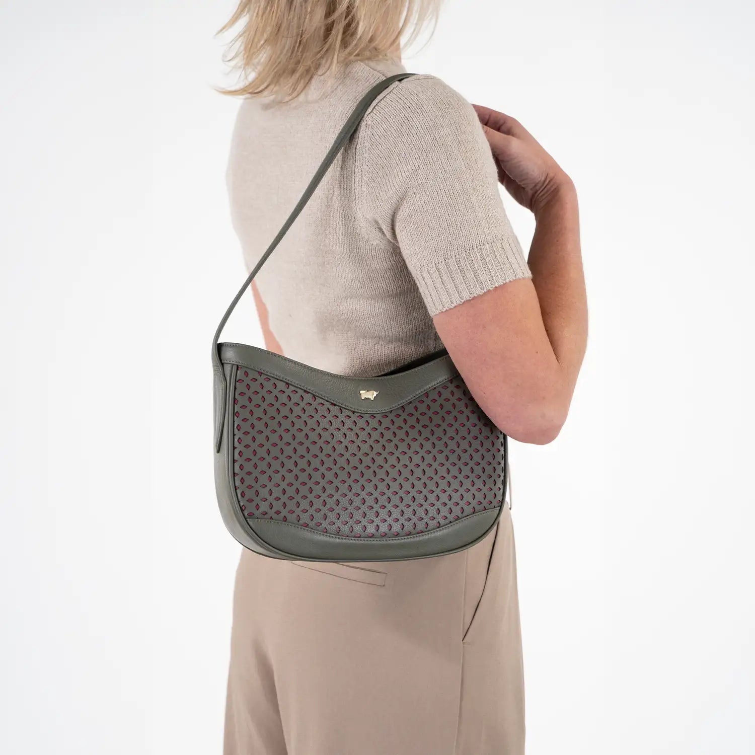 STELLA Hobo Bag olive/ pink