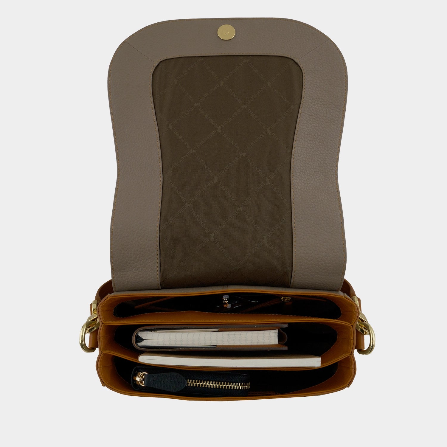 Innenansicht ELIN Umhängetasche L taupe