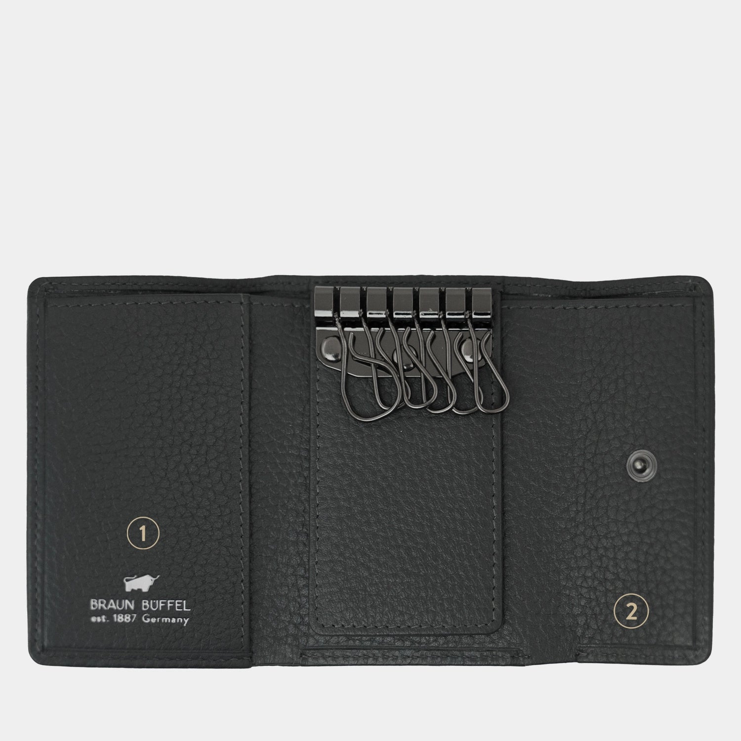 Innenansicht THEO Schlüsseletui Haken dark grey