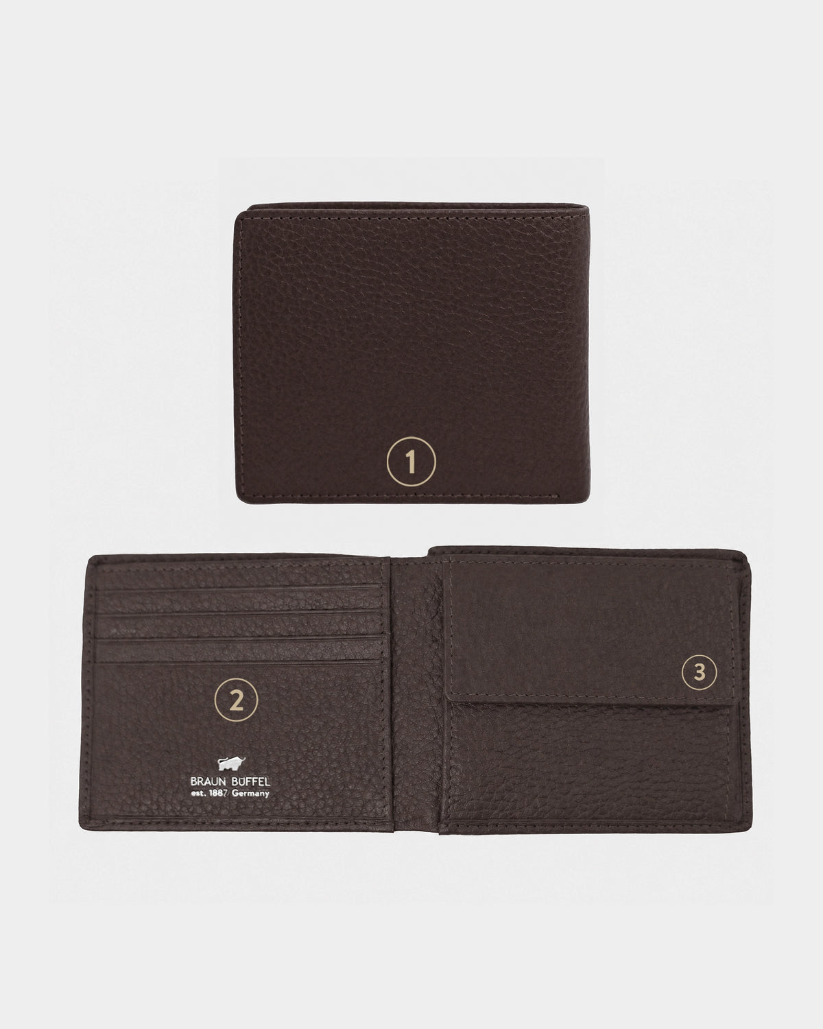 Personalisierung THEO RFID Geldbörse 4+4CS braun