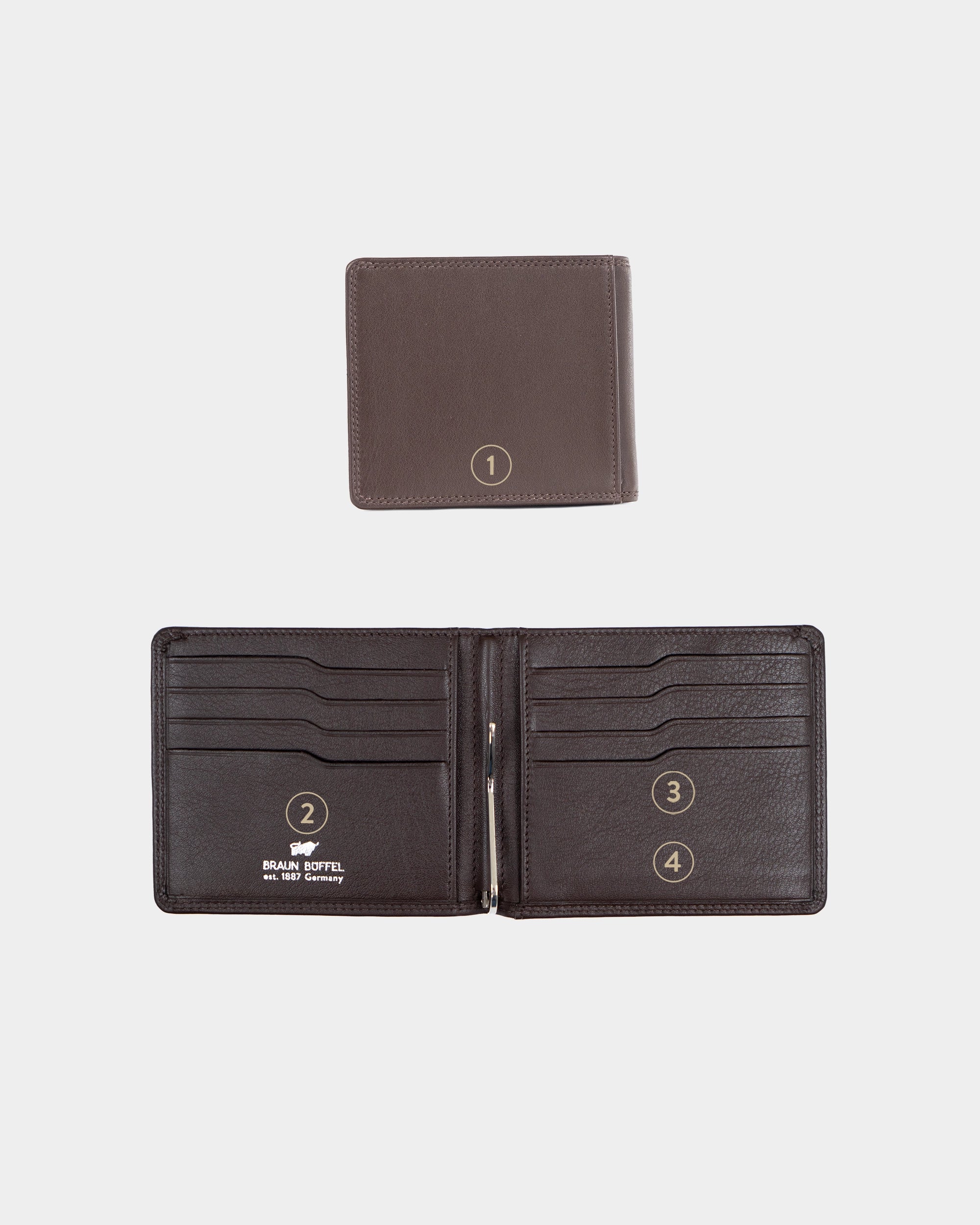 Personalisierung GOLF RFID Dollarclip 8CS braun