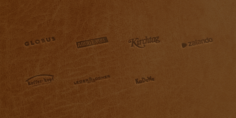 Leder mit Firmenlogo Prägung