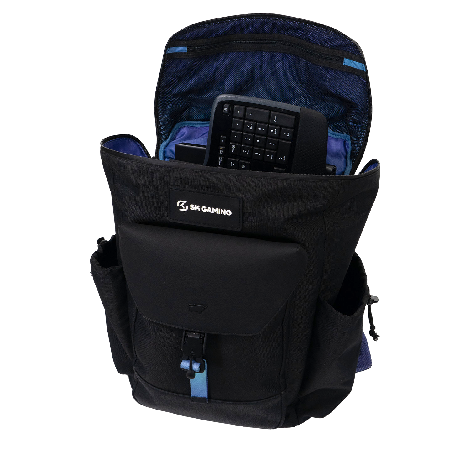 Schrägansicht mit Tastatur SK Gaming Rucksack Limited Item mit