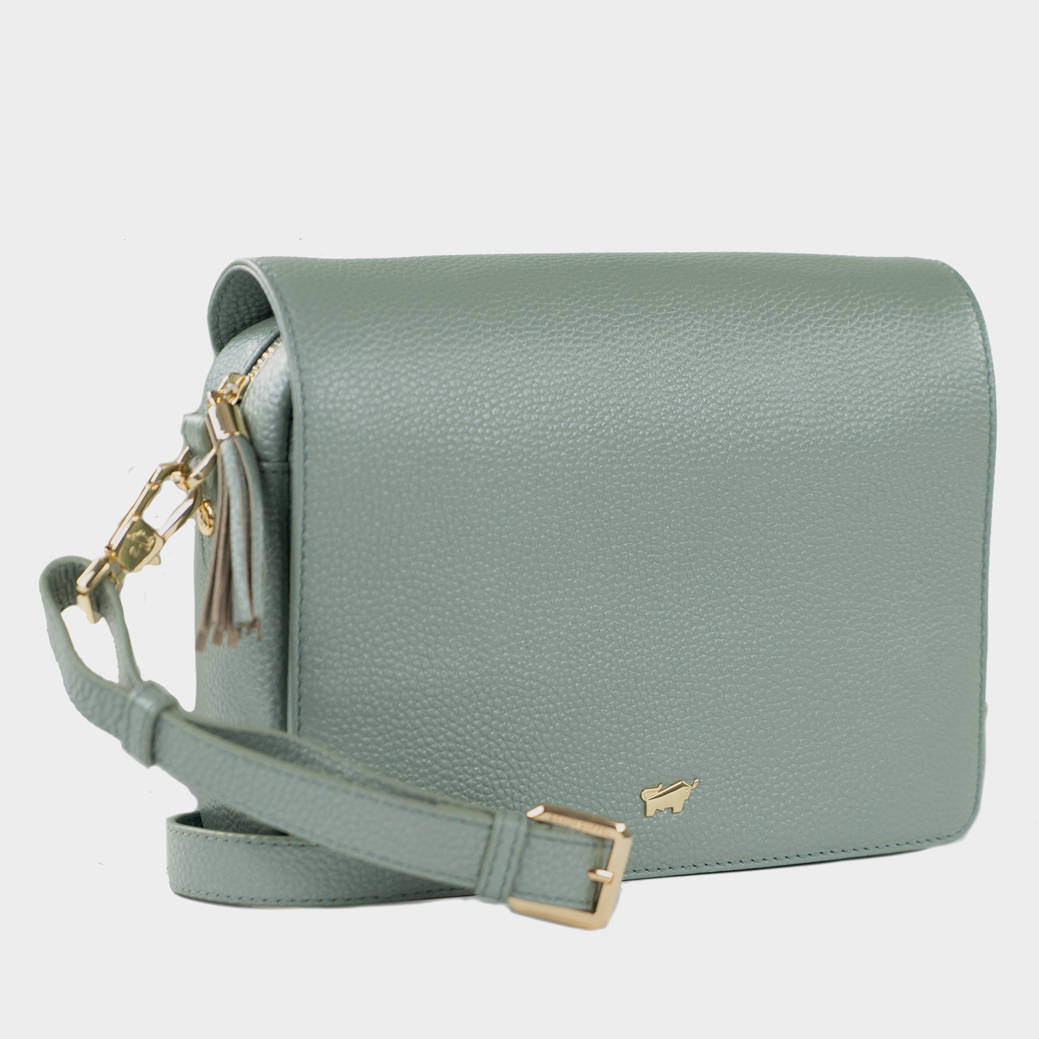 Schraegansicht ALESSIA Umhängetasche Flap pale green