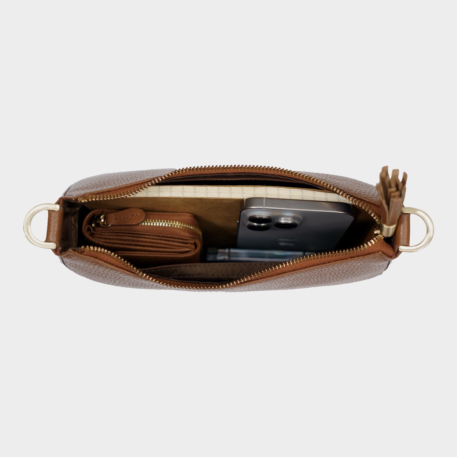 Innenansicht HANNA Mini Bag saddle brown