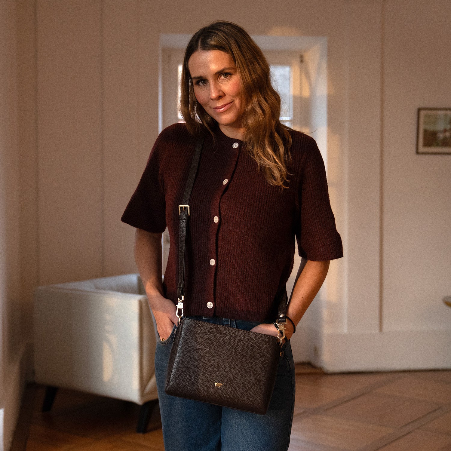HANNA Shoulder Bag Zip espresso