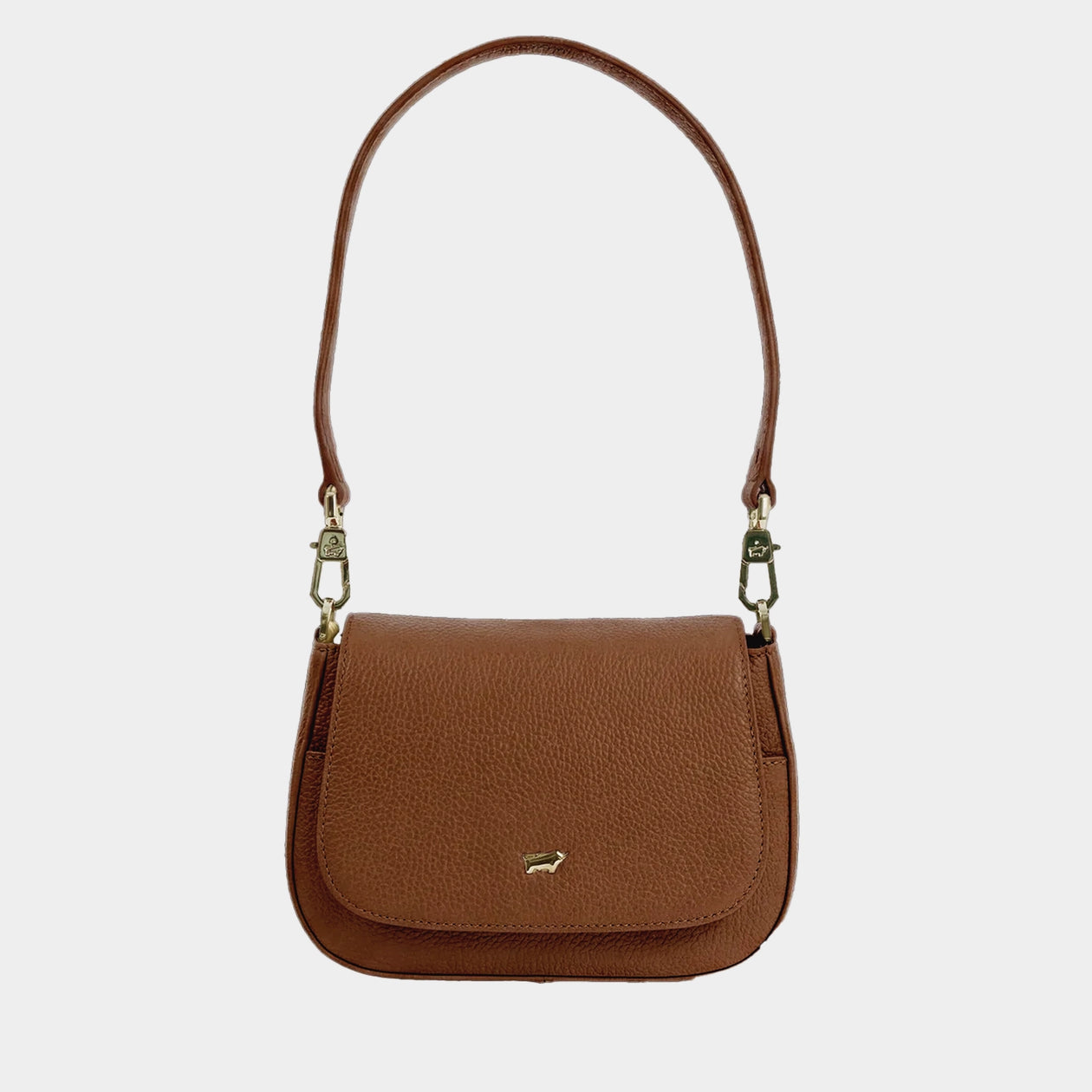 Frontansicht HANNA Flap Bag XS saddle brown