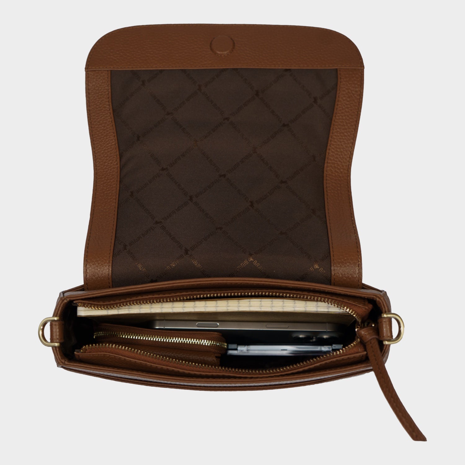 HANNA Flap Bag S saddle brown