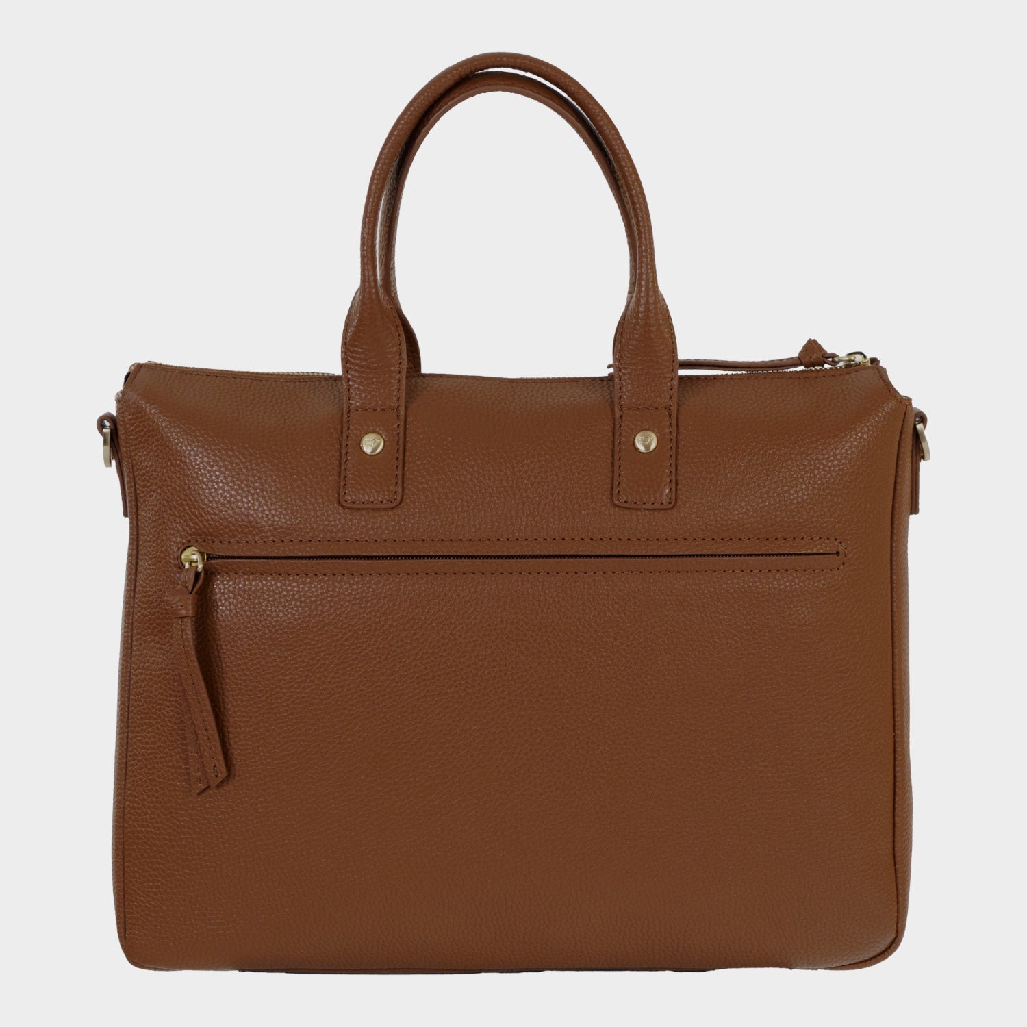 HANNA Damen Leder Businesstasche mit Laptopfach saddle brown