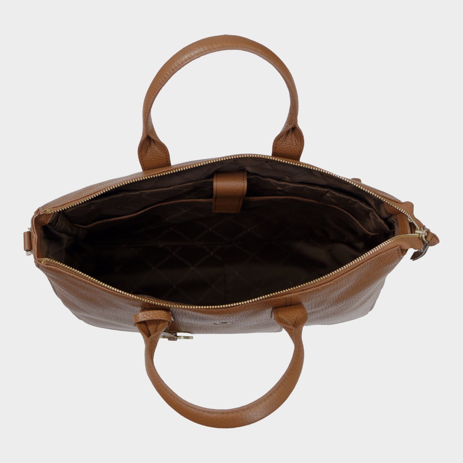 HANNA Damen Leder Businesstasche mit Laptopfach saddle brown