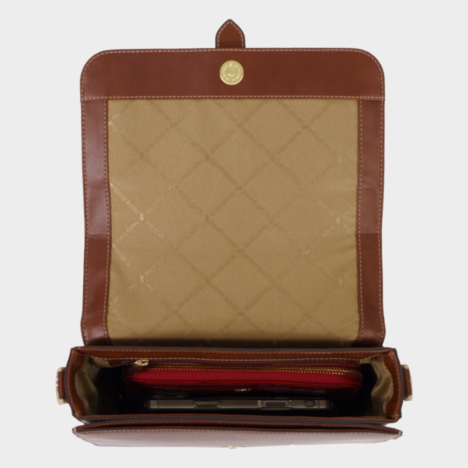 Innenansicht ALICE Umhängetasche cognac