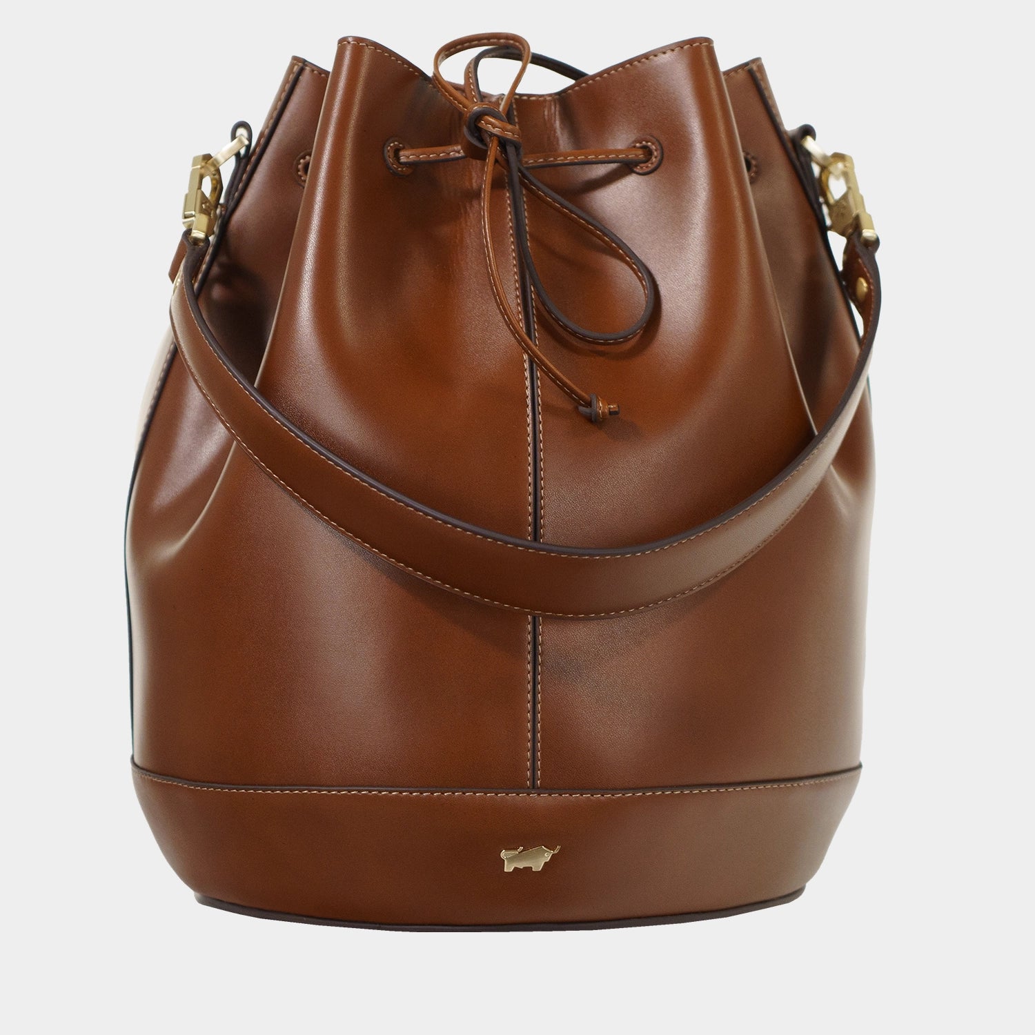 Frontansicht ALICE Bucket Bag cognac