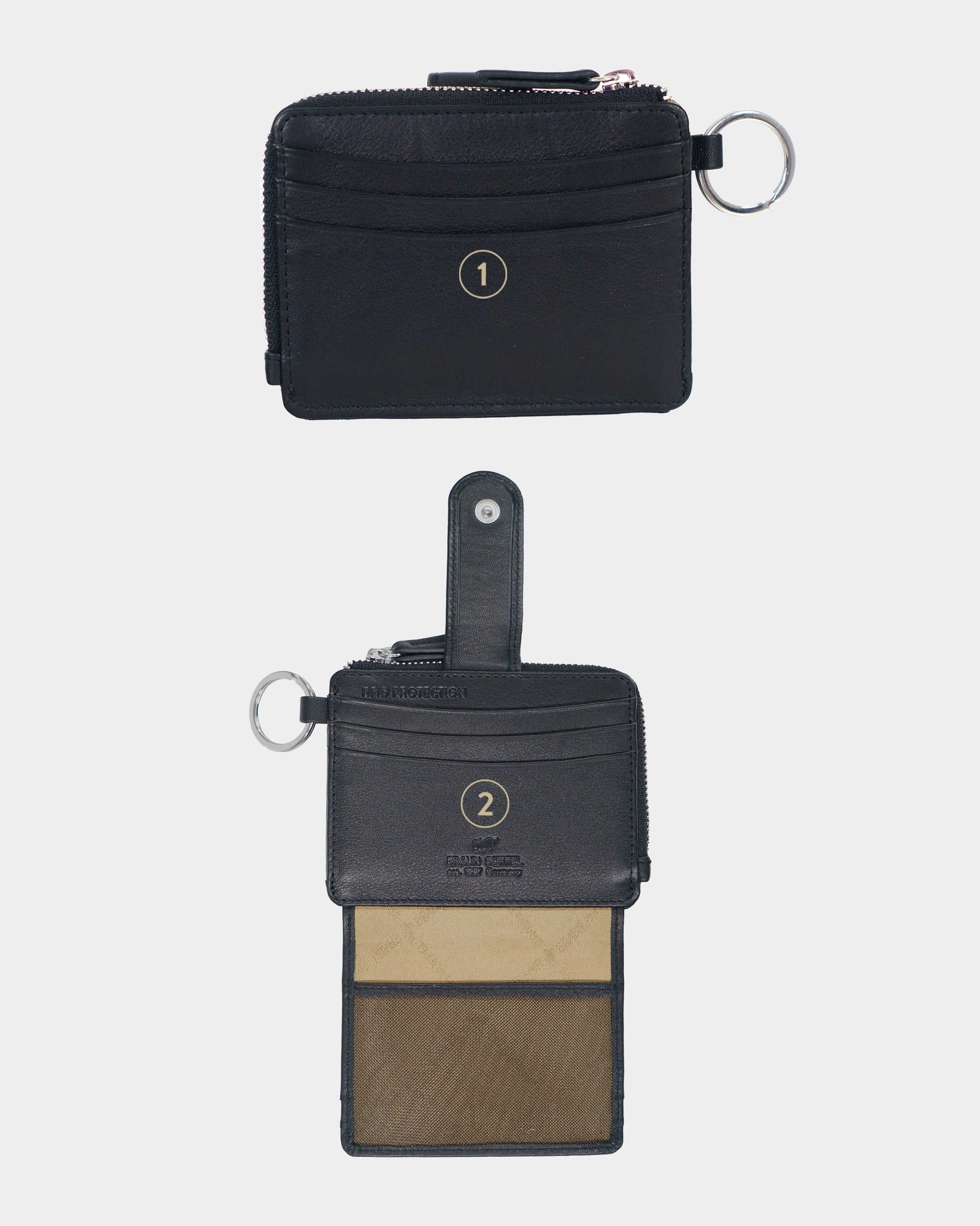 Personalisierung JOY RFID Kartenbörse mit Schlüsselring 8CS black