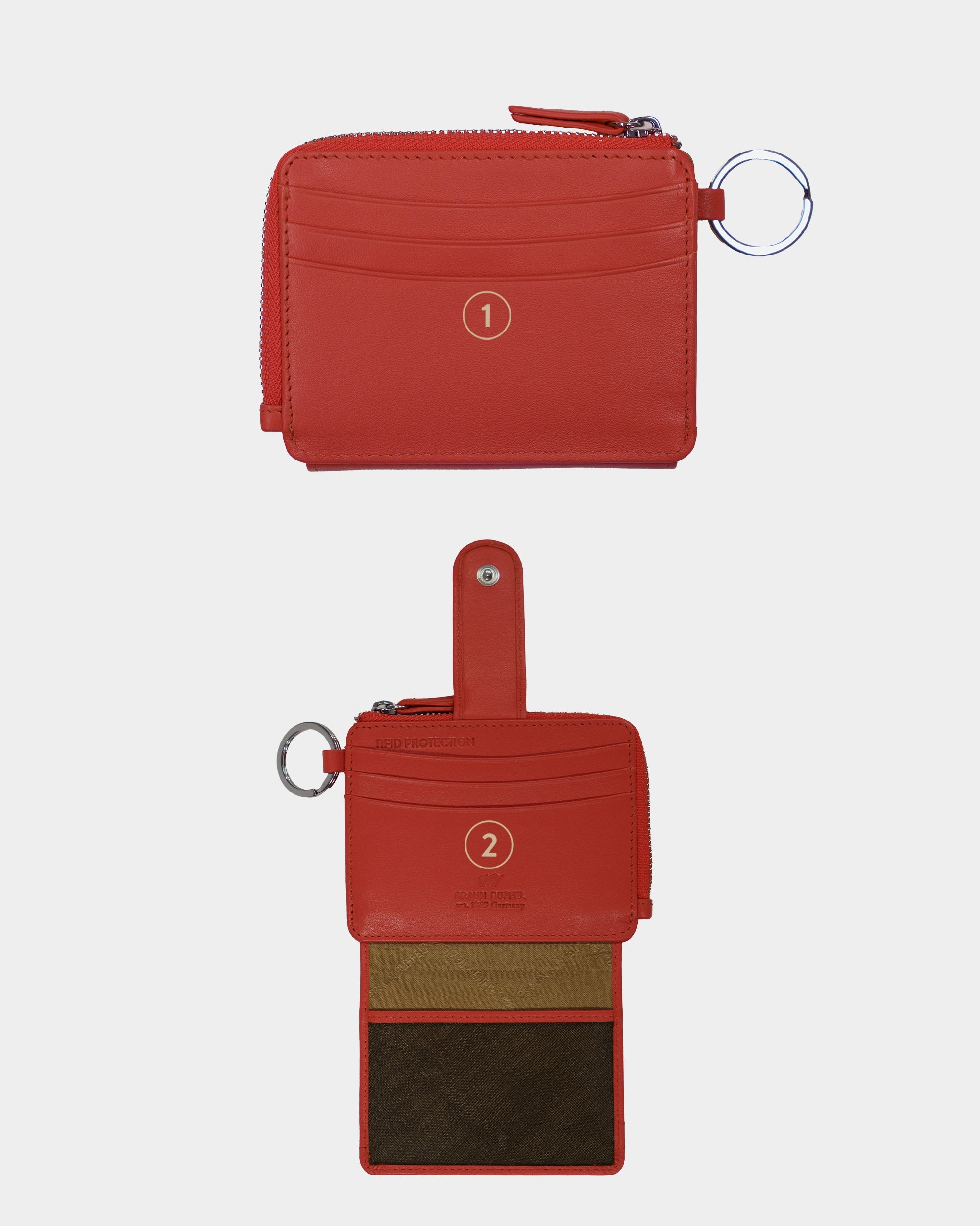 Personalisierung JOY RFID Kartenbörse mit Schlüsselring 8CS coral