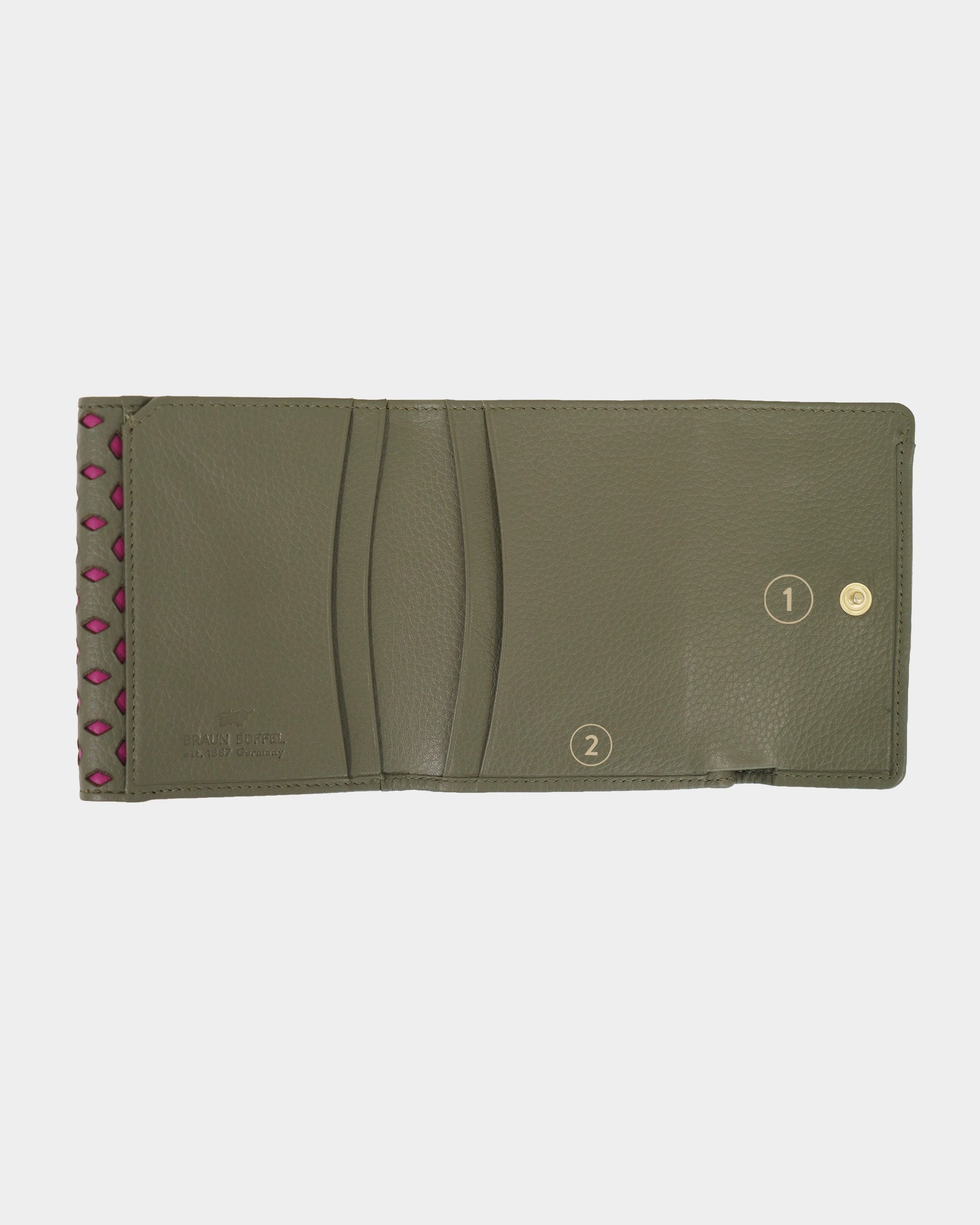 Personalisierung STELLA Geldbörse 5CS olive/ pink