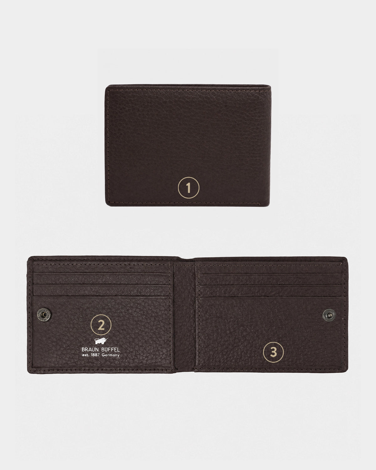 Personalisierung THEO RFID Geldbörse 6CS braun