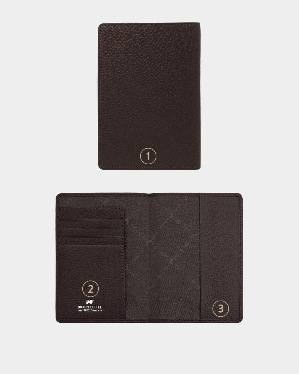 Personalisierung THEO RFID Reisepassetui 4CS braun