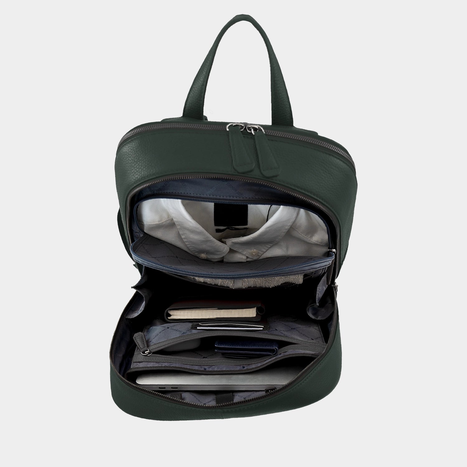 Innenansicht THEO Rucksack deep green